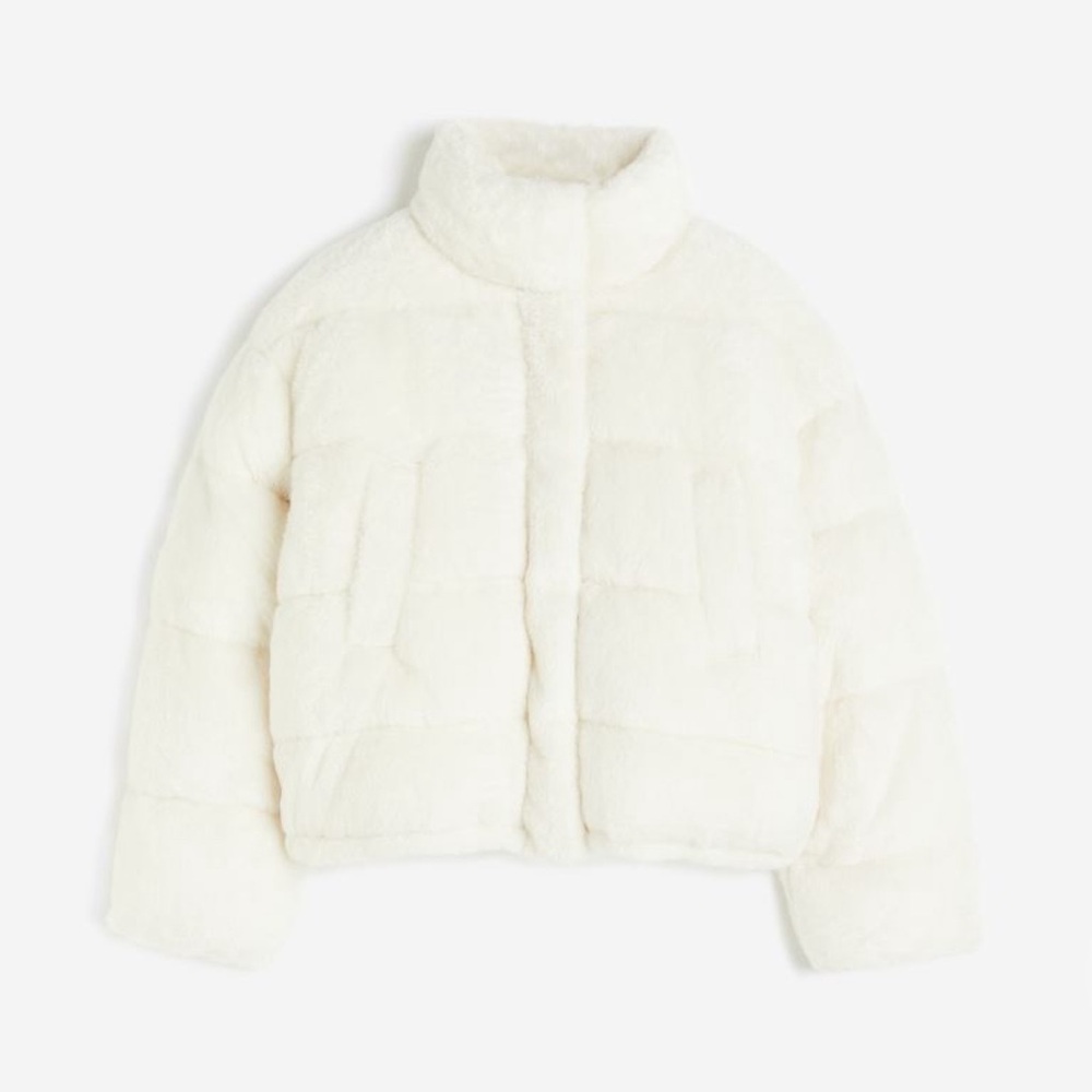 H&M White Puffer Jacket - Large